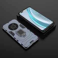 Custodia Silicone e Plastica Opaca Cover con Magnetico Anello Supporto per Huawei Honor Magic3 Pro 5G Blu