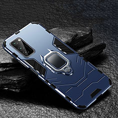 Custodia Silicone e Plastica Opaca Cover con Magnetico Anello Supporto per Huawei Honor V30 Pro 5G Blu