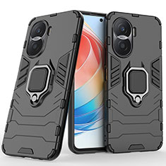 Custodia Silicone e Plastica Opaca Cover con Magnetico Anello Supporto per Huawei Honor X40i 5G Nero