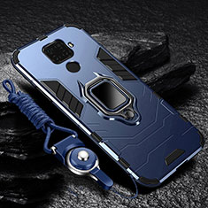Custodia Silicone e Plastica Opaca Cover con Magnetico Anello Supporto per Huawei Mate 30 Lite Blu