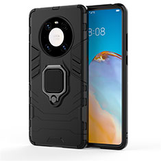 Custodia Silicone e Plastica Opaca Cover con Magnetico Anello Supporto per Huawei Mate 40 Pro Nero