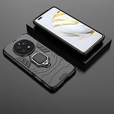 Custodia Silicone e Plastica Opaca Cover con Magnetico Anello Supporto per Huawei Mate 50E Nero