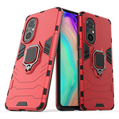 Custodia Silicone e Plastica Opaca Cover con Magnetico Anello Supporto per Huawei Nova 9 SE Rosso