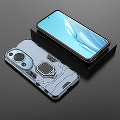 Custodia Silicone e Plastica Opaca Cover con Magnetico Anello Supporto per Huawei P60 Art Blu