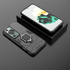 Custodia Silicone e Plastica Opaca Cover con Magnetico Anello Supporto per Huawei P60 Nero