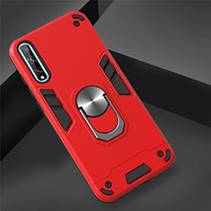 Custodia Silicone e Plastica Opaca Cover con Magnetico Anello Supporto per Huawei Y8p Rosso