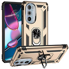 Custodia Silicone e Plastica Opaca Cover con Magnetico Anello Supporto per Motorola Moto Edge 30 Pro 5G Oro