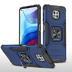 Custodia Silicone e Plastica Opaca Cover con Magnetico Anello Supporto per Motorola Moto G Power (2021) Blu