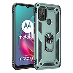 Custodia Silicone e Plastica Opaca Cover con Magnetico Anello Supporto per Motorola Moto G10 Power Verde
