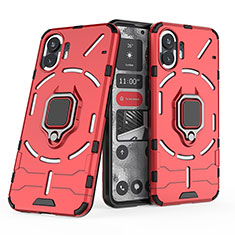 Custodia Silicone e Plastica Opaca Cover con Magnetico Anello Supporto per Nothing Phone 2 Rosso