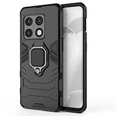 Custodia Silicone e Plastica Opaca Cover con Magnetico Anello Supporto per OnePlus 10 Pro 5G Nero