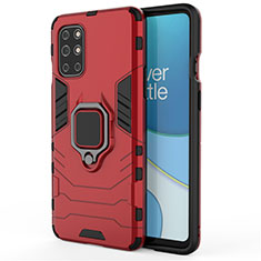 Custodia Silicone e Plastica Opaca Cover con Magnetico Anello Supporto per OnePlus 8T 5G Rosso