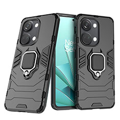 Custodia Silicone e Plastica Opaca Cover con Magnetico Anello Supporto per OnePlus Ace 2V 5G Nero