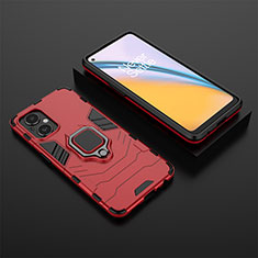 Custodia Silicone e Plastica Opaca Cover con Magnetico Anello Supporto per OnePlus Nord N20 5G Rosso