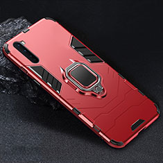 Custodia Silicone e Plastica Opaca Cover con Magnetico Anello Supporto per OnePlus Nord Rosso