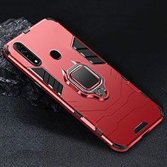 Custodia Silicone e Plastica Opaca Cover con Magnetico Anello Supporto per Oppo A31 Rosso