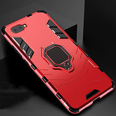 Custodia Silicone e Plastica Opaca Cover con Magnetico Anello Supporto per Oppo AX5 Rosso