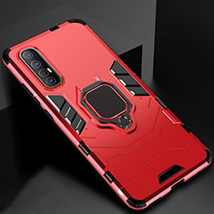 Custodia Silicone e Plastica Opaca Cover con Magnetico Anello Supporto per Oppo Find X2 Neo Rosso