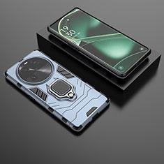Custodia Silicone e Plastica Opaca Cover con Magnetico Anello Supporto per Oppo Find X6 Pro 5G Blu