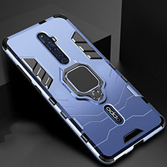 Custodia Silicone e Plastica Opaca Cover con Magnetico Anello Supporto per Oppo Reno2 Z Blu