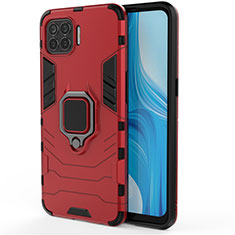 Custodia Silicone e Plastica Opaca Cover con Magnetico Anello Supporto per Oppo Reno4 Lite Rosso