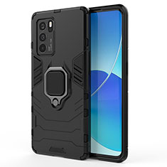 Custodia Silicone e Plastica Opaca Cover con Magnetico Anello Supporto per Oppo Reno6 Pro 5G India Nero