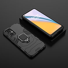 Custodia Silicone e Plastica Opaca Cover con Magnetico Anello Supporto per Oppo Reno7 Lite 5G Nero