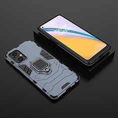 Custodia Silicone e Plastica Opaca Cover con Magnetico Anello Supporto per Oppo Reno8 Lite 5G Blu