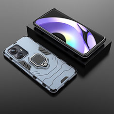 Custodia Silicone e Plastica Opaca Cover con Magnetico Anello Supporto per Realme 10 Pro+ Plus 5G Blu
