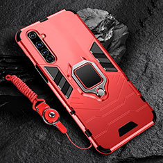 Custodia Silicone e Plastica Opaca Cover con Magnetico Anello Supporto per Realme 6 Pro Rosso
