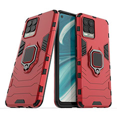 Custodia Silicone e Plastica Opaca Cover con Magnetico Anello Supporto per Realme 8 4G Rosso