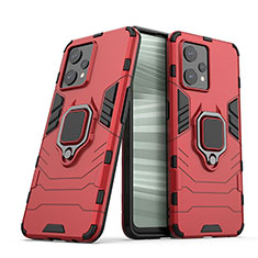 Custodia Silicone e Plastica Opaca Cover con Magnetico Anello Supporto per Realme 9 4G Rosso