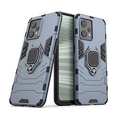 Custodia Silicone e Plastica Opaca Cover con Magnetico Anello Supporto per Realme 9 Pro+ Plus 5G Blu
