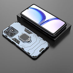 Custodia Silicone e Plastica Opaca Cover con Magnetico Anello Supporto per Realme C51 Blu