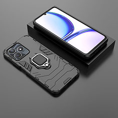 Custodia Silicone e Plastica Opaca Cover con Magnetico Anello Supporto per Realme C51 Nero