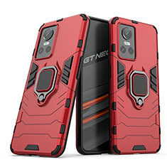 Custodia Silicone e Plastica Opaca Cover con Magnetico Anello Supporto per Realme GT Neo3 5G Rosso