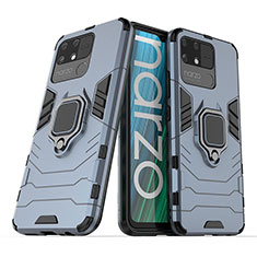 Custodia Silicone e Plastica Opaca Cover con Magnetico Anello Supporto per Realme Narzo 50A Blu