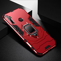 Custodia Silicone e Plastica Opaca Cover con Magnetico Anello Supporto per Realme Q Rosso
