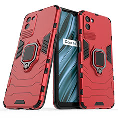 Custodia Silicone e Plastica Opaca Cover con Magnetico Anello Supporto per Realme V11 5G Rosso