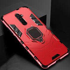 Custodia Silicone e Plastica Opaca Cover con Magnetico Anello Supporto per Realme X2 Pro Rosso
