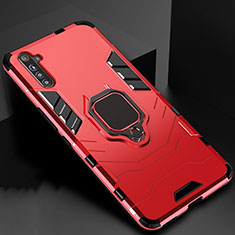 Custodia Silicone e Plastica Opaca Cover con Magnetico Anello Supporto per Realme X2 Rosso