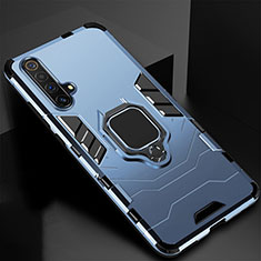 Custodia Silicone e Plastica Opaca Cover con Magnetico Anello Supporto per Realme X3 Blu