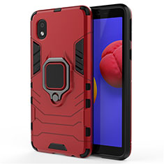 Custodia Silicone e Plastica Opaca Cover con Magnetico Anello Supporto per Samsung Galaxy A01 Core Rosso