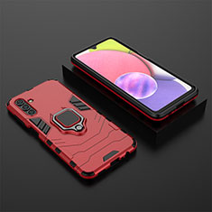 Custodia Silicone e Plastica Opaca Cover con Magnetico Anello Supporto per Samsung Galaxy A04s Rosso