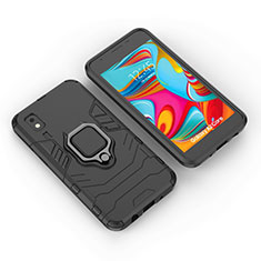 Custodia Silicone e Plastica Opaca Cover con Magnetico Anello Supporto per Samsung Galaxy A2 Core A260F A260G Nero