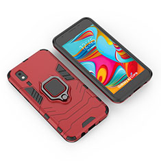 Custodia Silicone e Plastica Opaca Cover con Magnetico Anello Supporto per Samsung Galaxy A2 Core A260F A260G Rosso