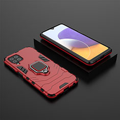 Custodia Silicone e Plastica Opaca Cover con Magnetico Anello Supporto per Samsung Galaxy A22 4G Rosso