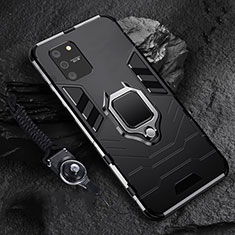 Custodia Silicone e Plastica Opaca Cover con Magnetico Anello Supporto per Samsung Galaxy A91 Nero
