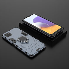 Custodia Silicone e Plastica Opaca Cover con Magnetico Anello Supporto per Samsung Galaxy F42 5G Blu