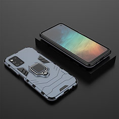 Custodia Silicone e Plastica Opaca Cover con Magnetico Anello Supporto per Samsung Galaxy F52 5G Blu